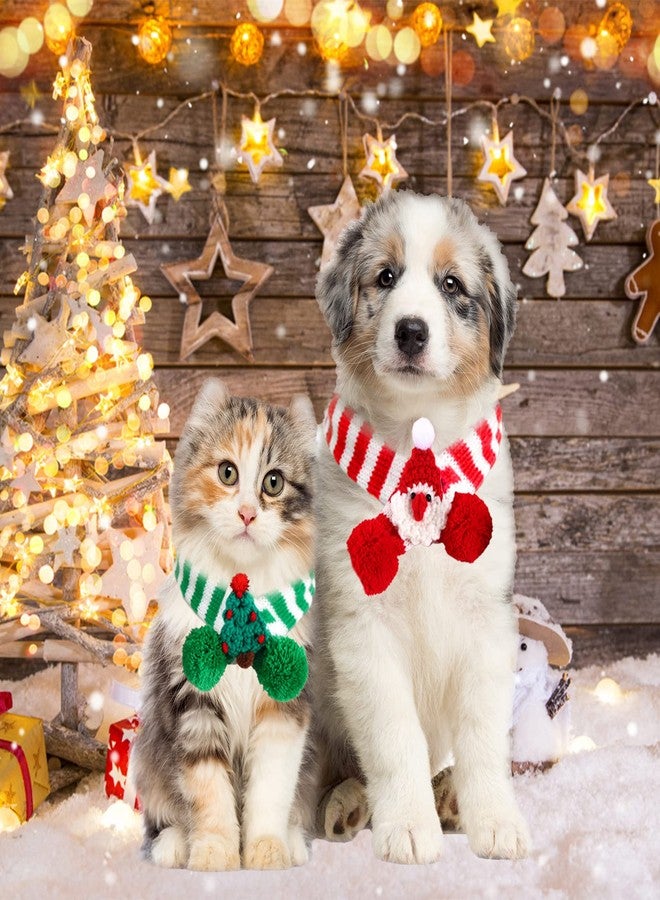 Kunyeah 2 Pieces Christmas Pet Scarf Striped Knitted Pet Collar with Pom-pom Winter Dog Neck Warmer Puppy Cat Costume Accessories Mini Knitted Scarf for Small to Medium Pets (Medium, Knitting) - Image 5